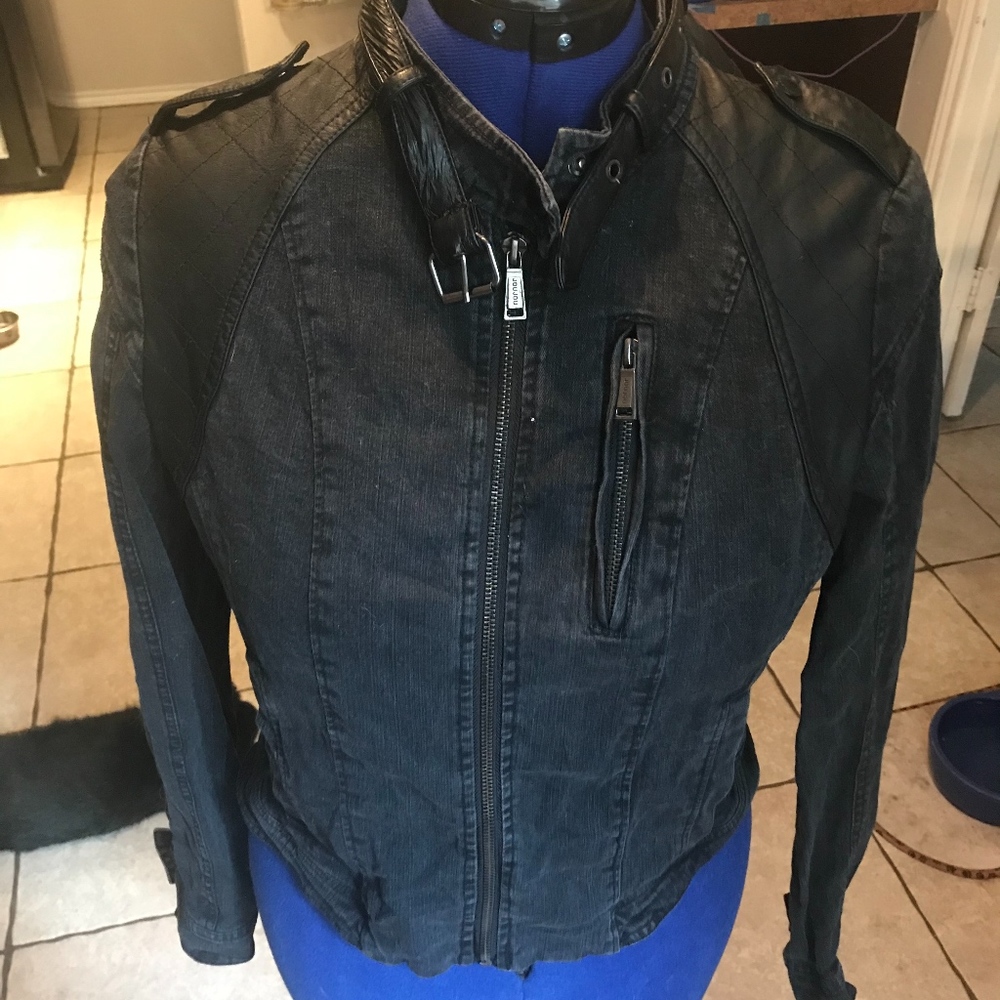 Lou Jou Moto Style Jacket  Stretch Denim - L